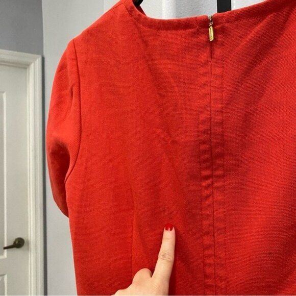 Trina Turk Dress Size 4 Red Caicos Shift Mini Mod 60s Style Pocket Front - Picture 8 of 12